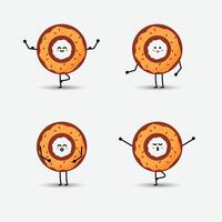 Cute smiling donut character icon. Fun illustration in kawaii cartoon style. vector