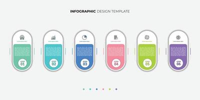 Business infographic template. 6 Step timeline journey. Process diagram, 6 options on white background, Infograph elements modern trend professional vector
