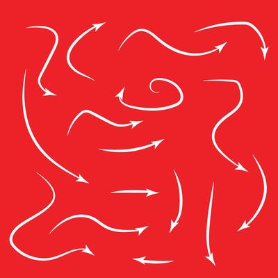 Hand drawn organic arrow set. Hand drawn arrow icons dash arrow set. sketch arrow design for business plan and education. Isolated arrows, hand drawn on a red background