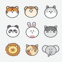 Cute character design animals. Zoo collection Farm Happy. Smile face animals character. Isolated Kawaii. vector