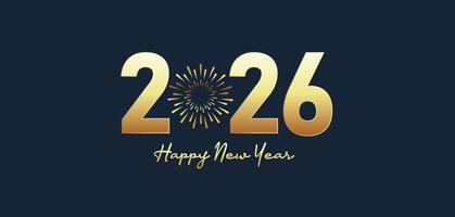 2026 New Year design holiday with golden sparkles background illustration vector