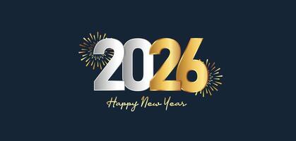 2026 New Year design holiday decoration with golden text background illustration vector