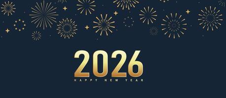 2026 New Year design holiday decoration with golden sparkles text effect background illustration vector
