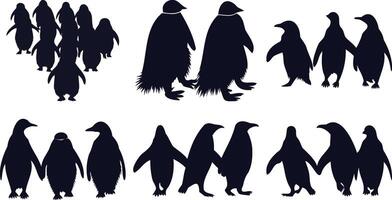 Penguin Colony Silhouettes vector