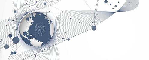 the earth is surrounded by a network of dots vector