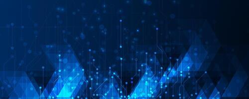 abstract bright blue background with digital lines and dots vector