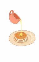 Breakfast Delicious buttery pancakes topped with melted sugar vector