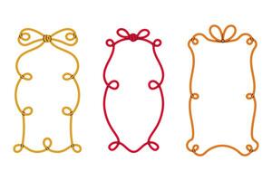 Vintage Vertical Frames with Tied Bows Set vector