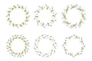 Lavender Flowers Circular Frame Set vector