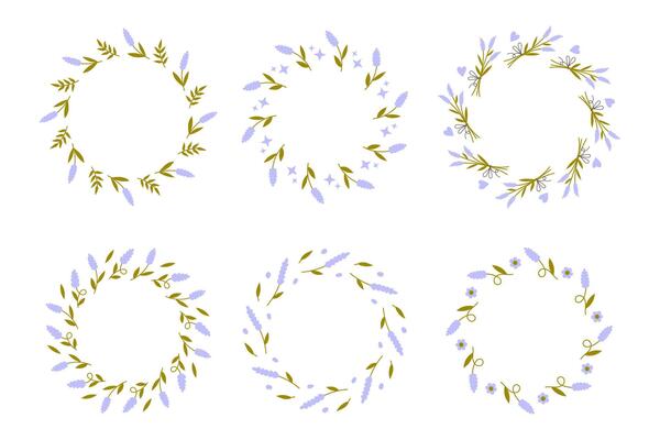 Lavender Flowers Circular Frame Set