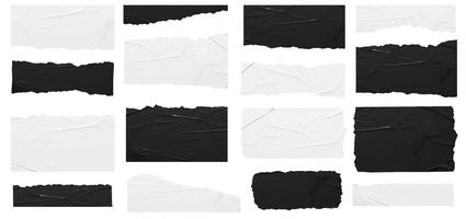 Torn black and white paper textures vector