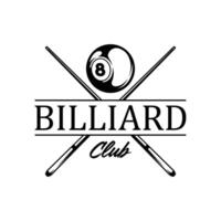 Billiards or Poolroom logo, stick , Billiards club logo template design vector