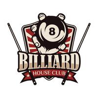 Billiard House Club logo with 8-ball vector