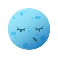 Sleeping blue moon with closed eyes and eyelashes. The design is simple and playful, suitable for children's themes or summer concepts. vector