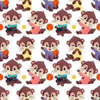 Cartoon otters playing and having fun vector