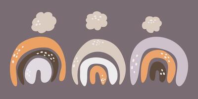 Nursery boho rainbow cloud. Cute abstract baby newborn card. Abstract arch. cartoon illustration on white background. vector