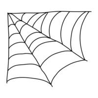 Spider web, spider horror house, creepy Halloween decoration concept. Hand drawn Spiderweb doodle sketch. Cobweb set, isolated on white background for halloween, spooky, scary, horror house. vector