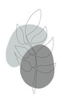 Boho abstract poster leaves organic spots. Nursery minimalist botanical poster. Abstract trendy shapes, leaf, line art background. Stock illustration isolated on white background. vector