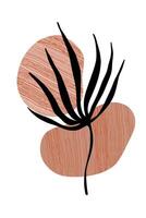 Boho abstract leaves organic spots poster set. Nursery minimalist botanical poster. Abstract trendy shapes, leaf, line art background. Stock illustration isolated on white. vector