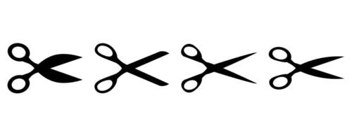 Scissors icon set. Simple silhouette of open scissors. Scissors logo icon. Stock cut here illustration isolated on a white background. vector