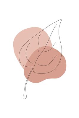 Boho poster abstract leaves organic spots. Nursery minimalist botanical poster. Abstract trendy shapes, leaf, line art background. Stock illustration isolated on white background.