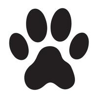 Black silhouette pet paw print icon isolated on white background, rounded animal footprint shape design for dog, cat, logo, veterinary, simple symbol, track mark, graphic trace emblem vector