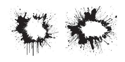 Black ink splatter explosion with drip paint drops abstract grunge texture isolated on white background element for graffiti splash poster banner design urban messy artistic style vector
