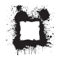 Square ink splatter frame with messy grunge texture and dripping paint design isolated on white background for edgy banner, poster, art template, graphic element or urban visual decoration vector