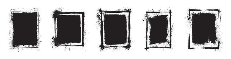 Hand drawn grunge vertical rectangle frames paint splatter black white abstract ink texture urban brush stroke graffiti design borders template isolated clipart creative artistic composition vector