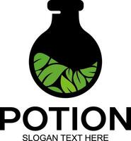 leaf potion idea logo design vector