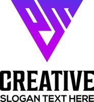 initial PM logo design vector