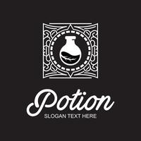 leaf potion ornament logo design vector