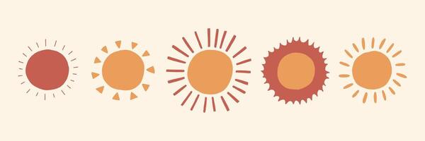 Sun Boho Icon Set vector