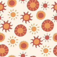 Sun Boho Naive Seamless Pattern vector