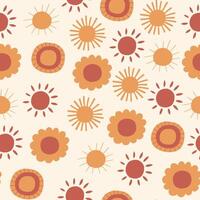 Sun Boho Gold Seamless Pattern vector