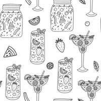 Cocktail glass drink sketch seamless pattern vector