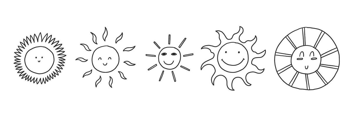 Happy Sun Face Doodle Set