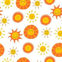Smile Sun Seamless Pattern vector