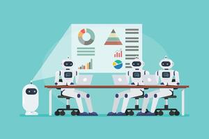 Meeting of robots analyzing data vector