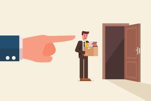 Boss pointing finger to fires misconduct employee vector