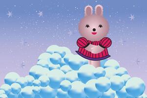 Bunny In A Snowy Dreamscape vector