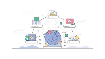 Decentralized Cloud Network with Global Data Flow and Secure Access to Services vector