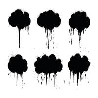 Spray Paint Clouds Grunge Black Weather Elements with Dripping Paint for Graphic Design vector