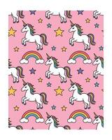 Magical Unicorn and Rainbow Pattern on Pink Background Whimsical and Enchanting Design vector