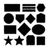 Grunge Textured Shapes Black Brush Stroke Frames and Borders Set vector