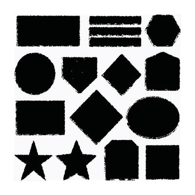Grunge Textured Shapes Black Brush Stroke Frames and Borders Set