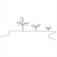 One Continuous Line Drawing of Natural Organic Plant Minimalist Botanical Line Art sketch illustration vector