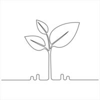 One continuous line drawing of Natural Organic Plant minimalist Botanical line art vector