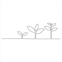 Continuous Line Art Natural Plant Minimal Botanical and Organic Illustration vector