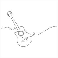 Continuous Line Drawing of Classical Guitar Simple Music Instrument Outline vector
